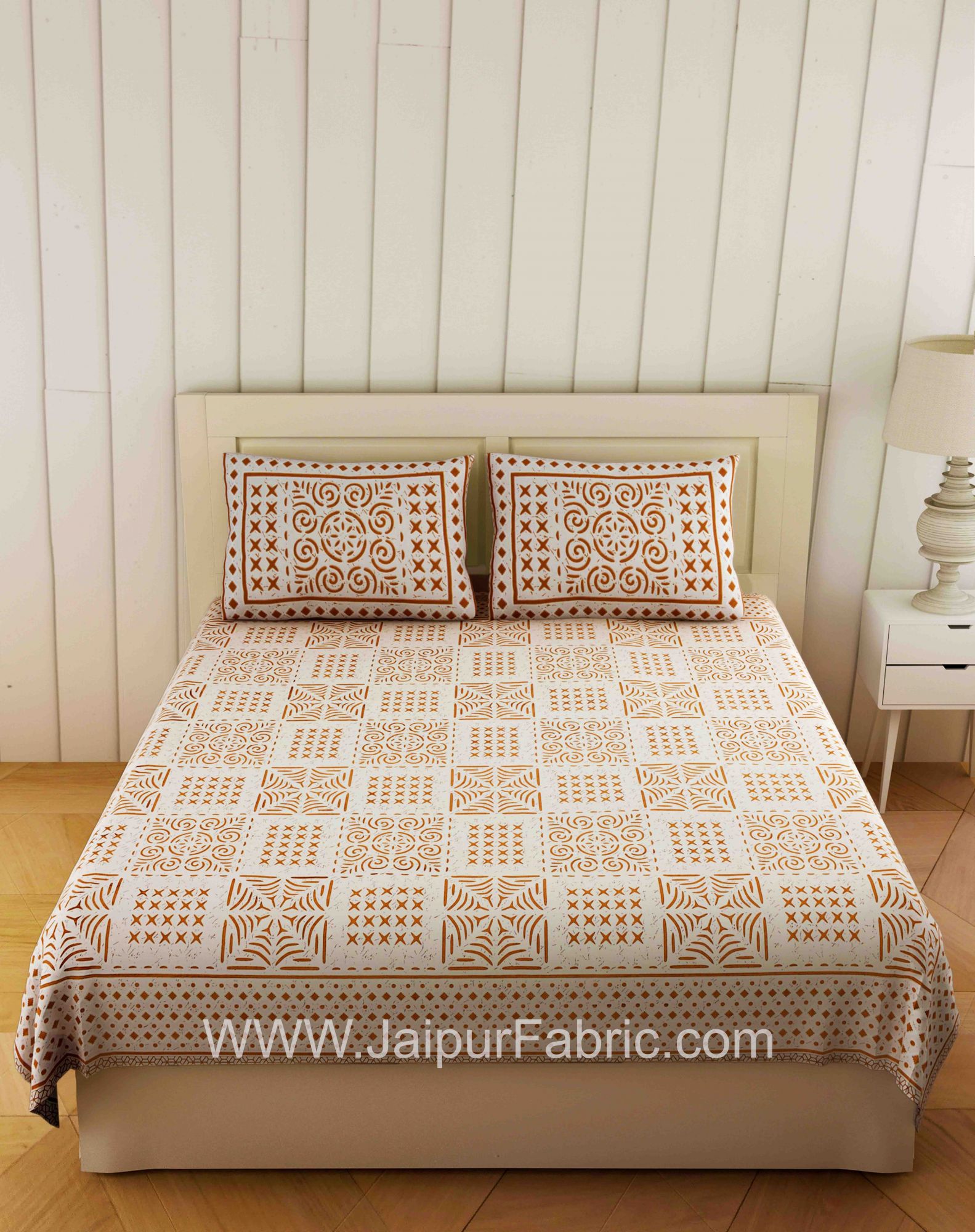 Symmetrical  Sandy Brown Square Double Bedsheet