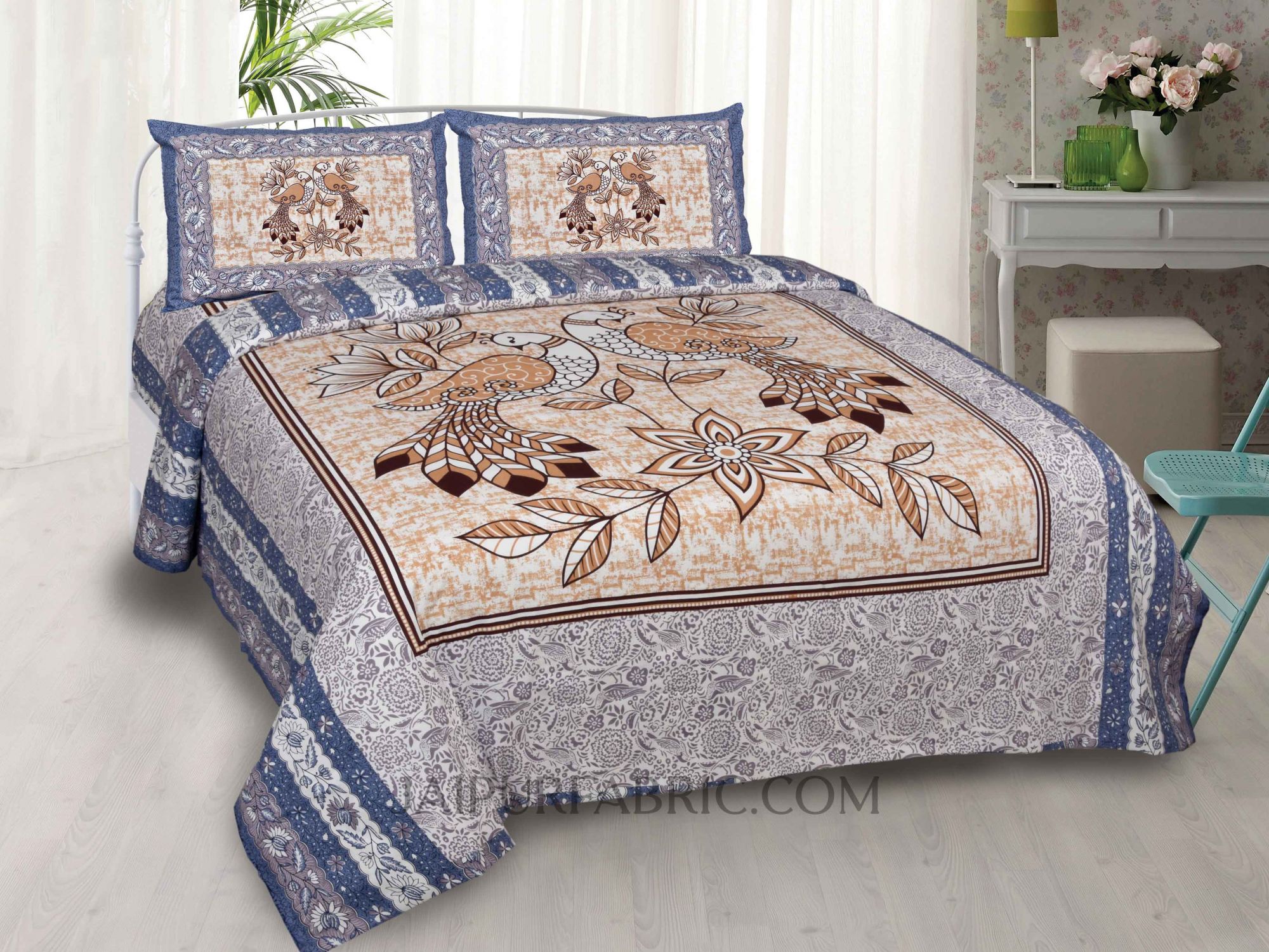 National Bird Blue Double Bedsheet