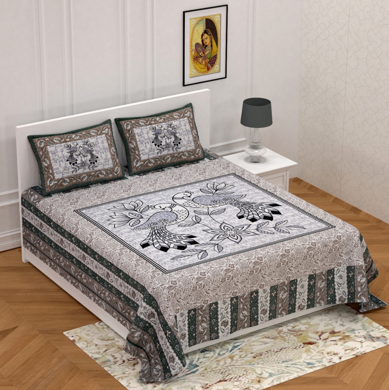 National Bird Grey Double Bedsheet