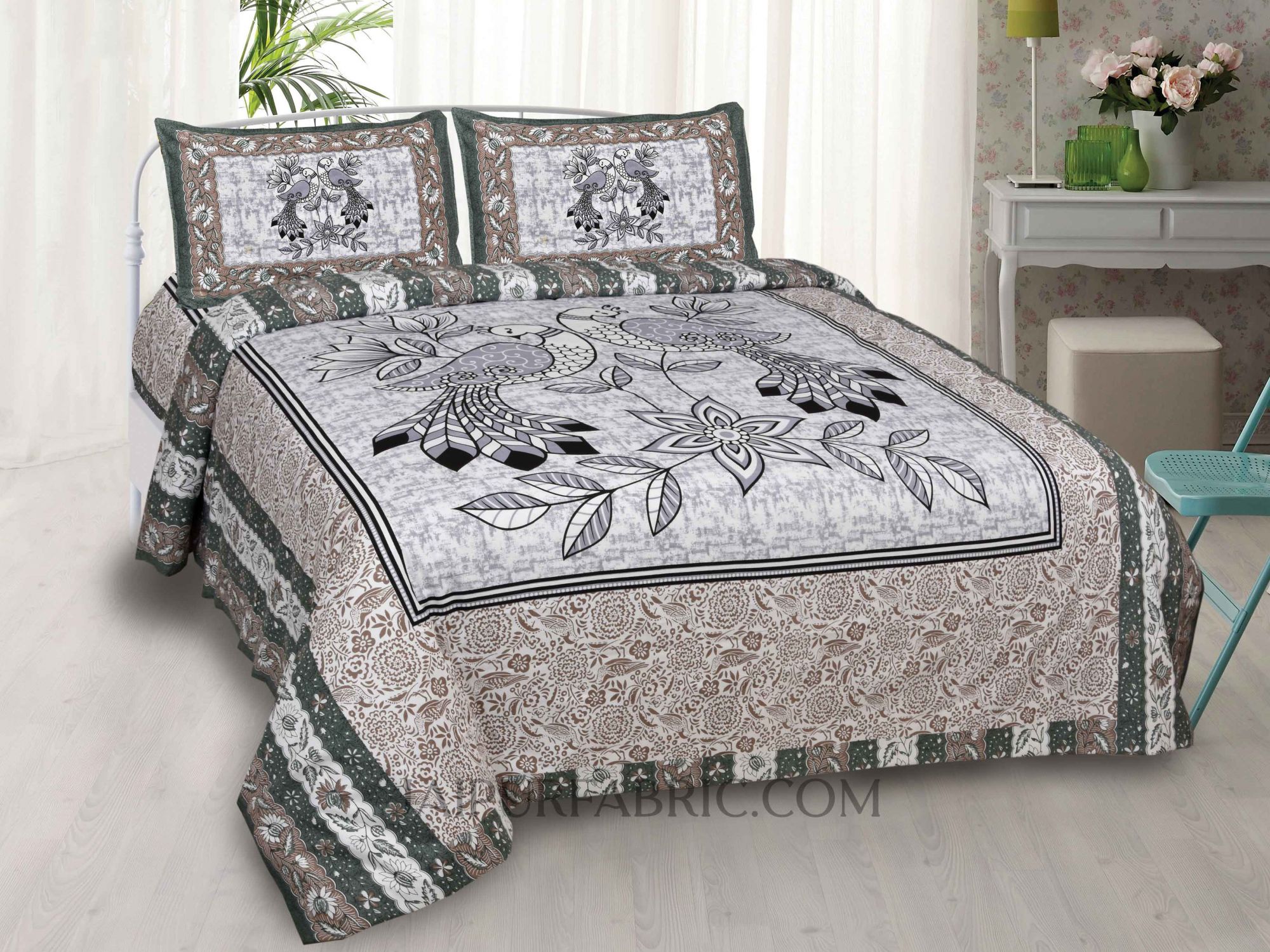 National Bird Grey Double Bedsheet