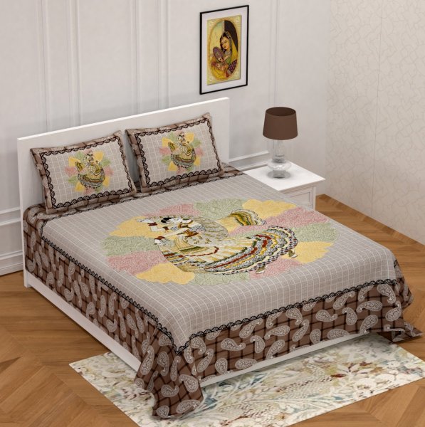 Dancing Deeva Brown Double Bedsheet