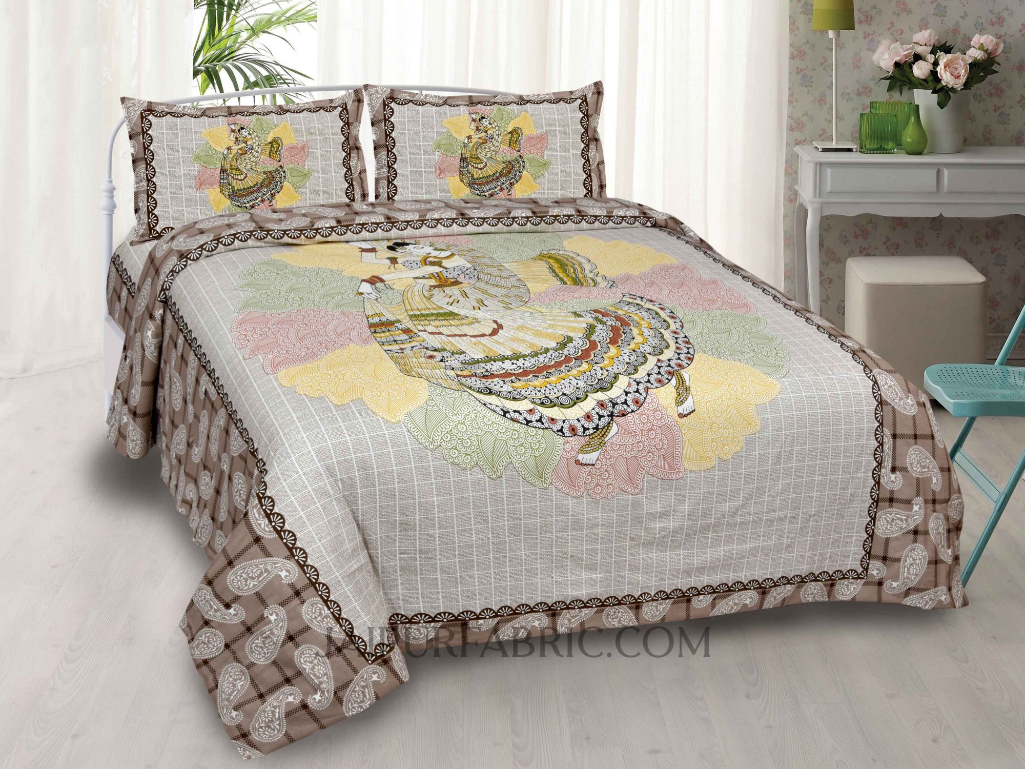 Dancing Deeva Brown Double Bedsheet