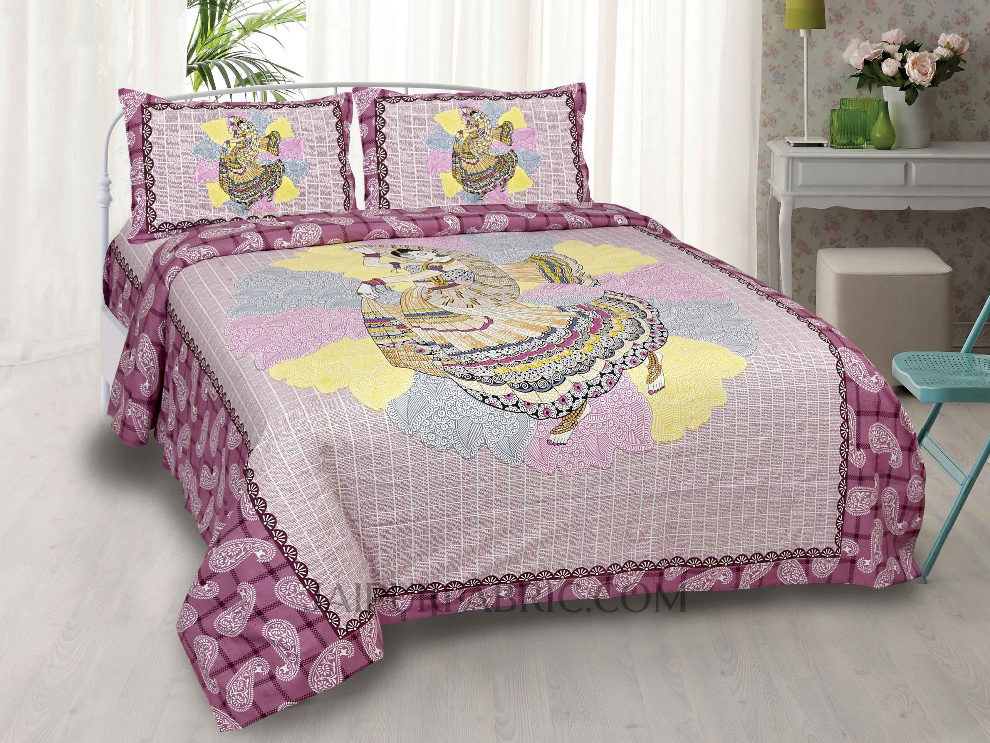 Dancing Deeva Magenta Double Bedsheet