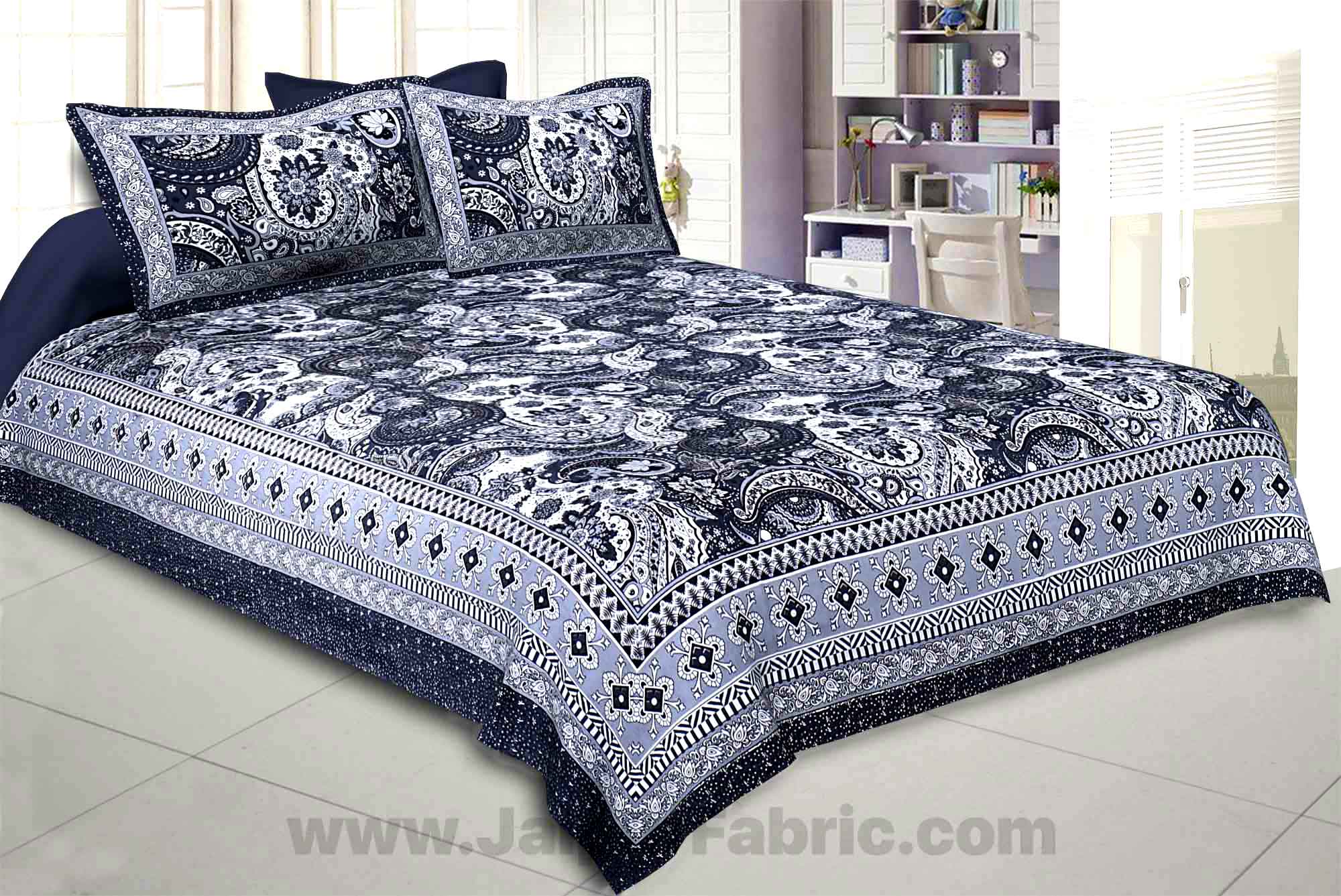 Floral Ripples Grey Double Bedsheet