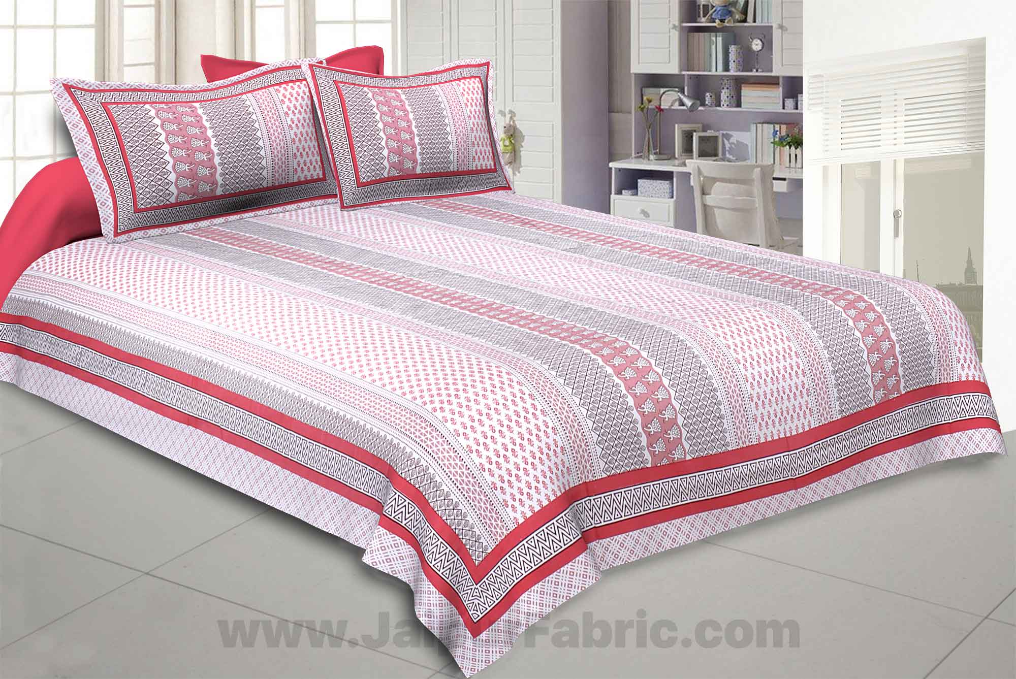 Longitudinal Composition Peach Double Bedsheet