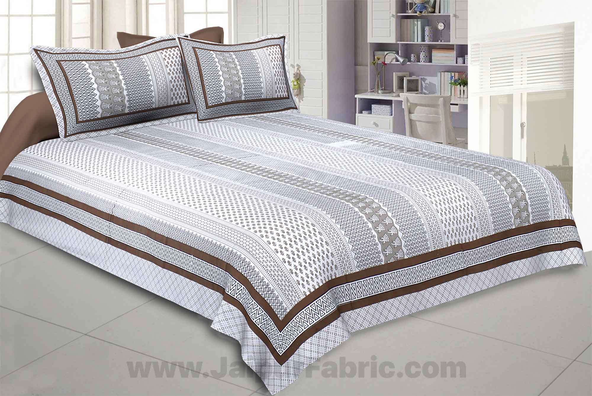 Longitudinal Composition Grey Double Bedsheet