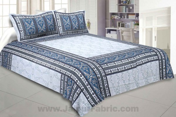 Artistic Quadrangle Blue Double Bedsheet