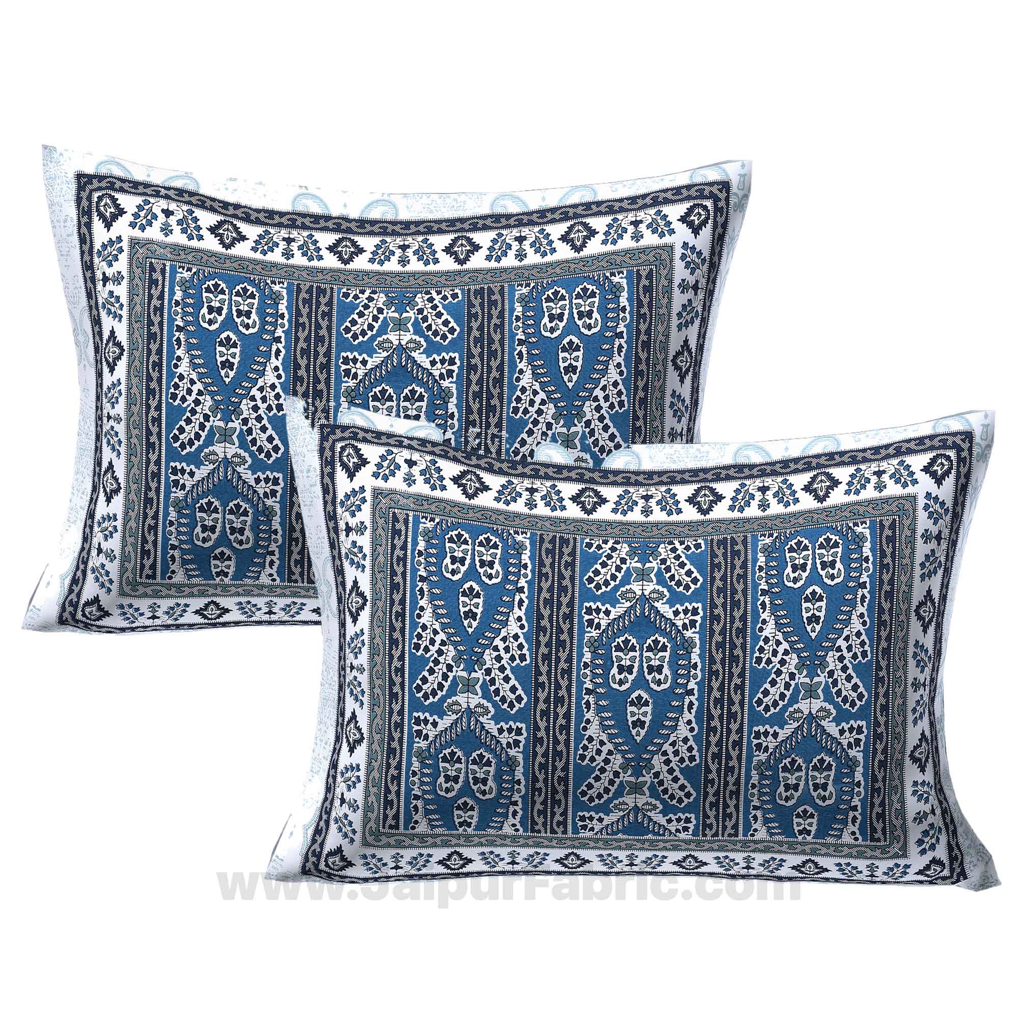 Artistic Quadrangle Blue Double Bedsheet