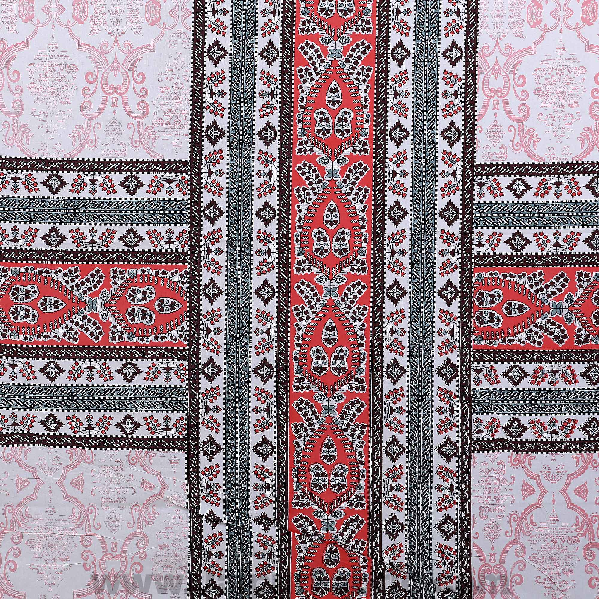 Artistic Quadrangle Red Double Bedsheet