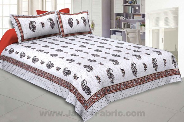 Marble Italica Red White Double Bedsheet