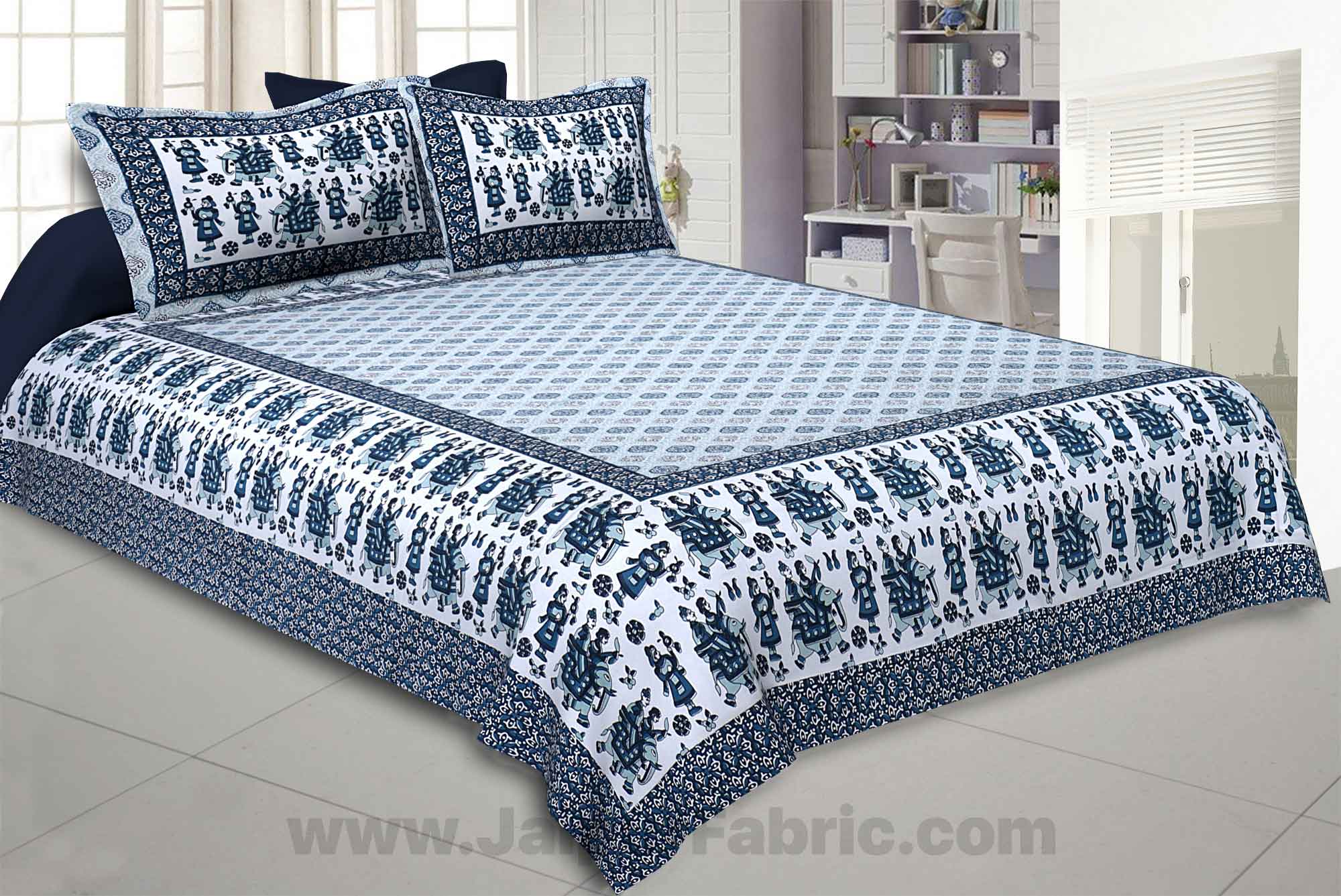 Royal Sawari Blue Double Bedsheet