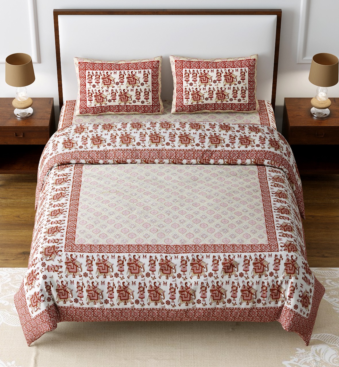 Royal Sawari Red Double Bedsheet