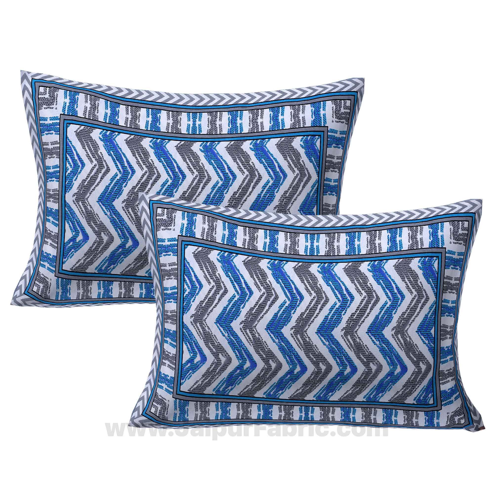 Zigzag Pulse Sky Blue Double Bedsheet