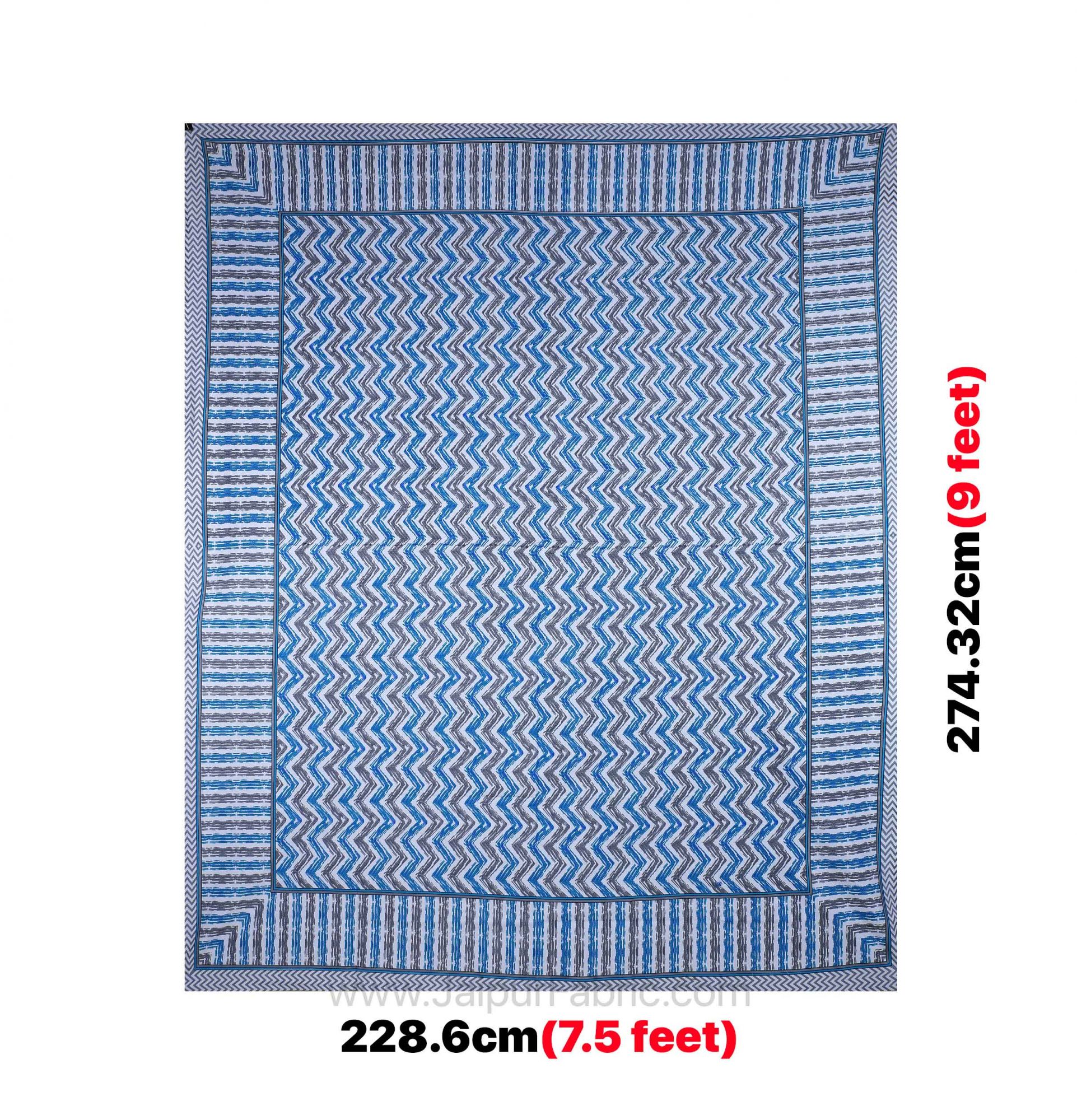 Zigzag Pulse Sky Blue Double Bedsheet