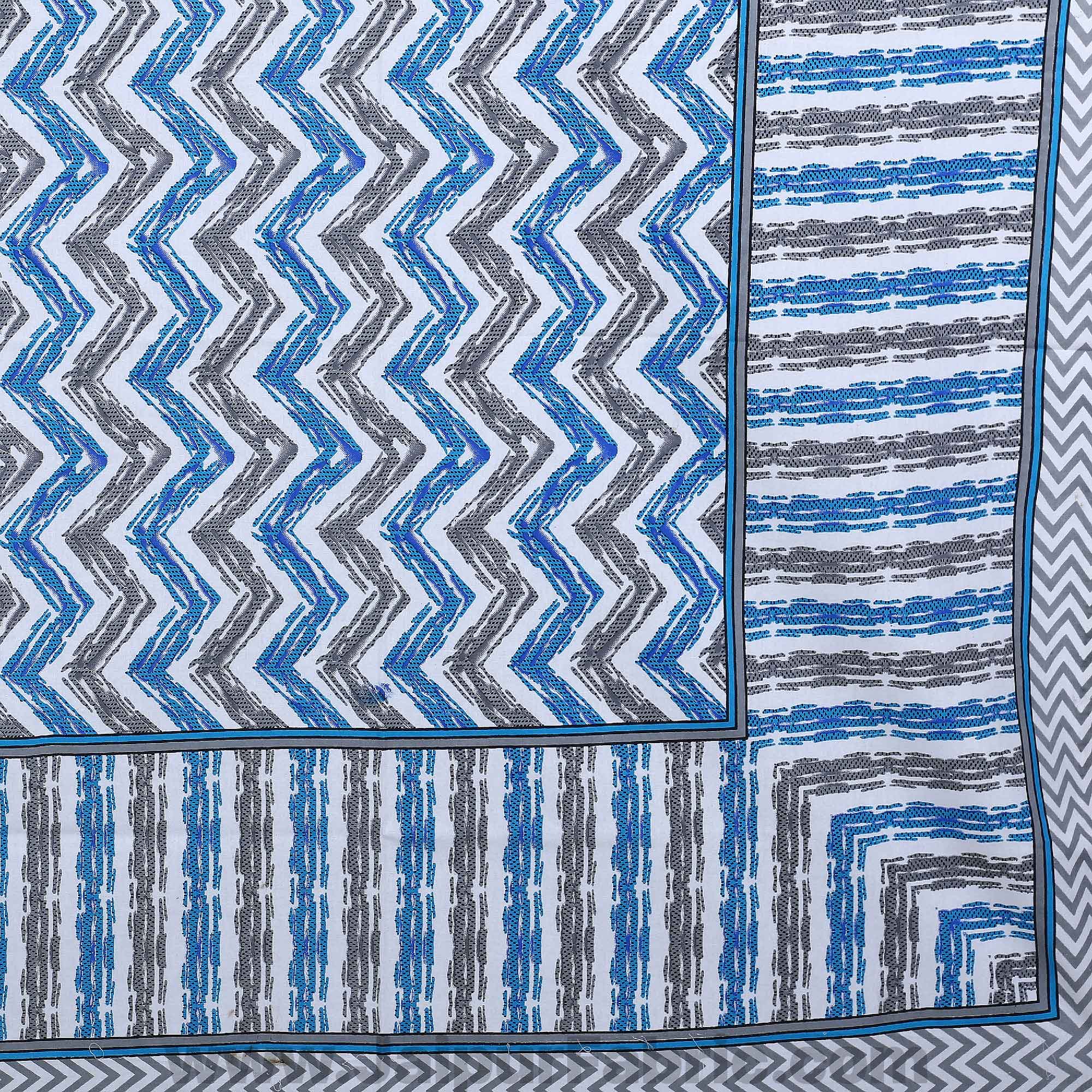 Zigzag Pulse Sky Blue Double Bedsheet