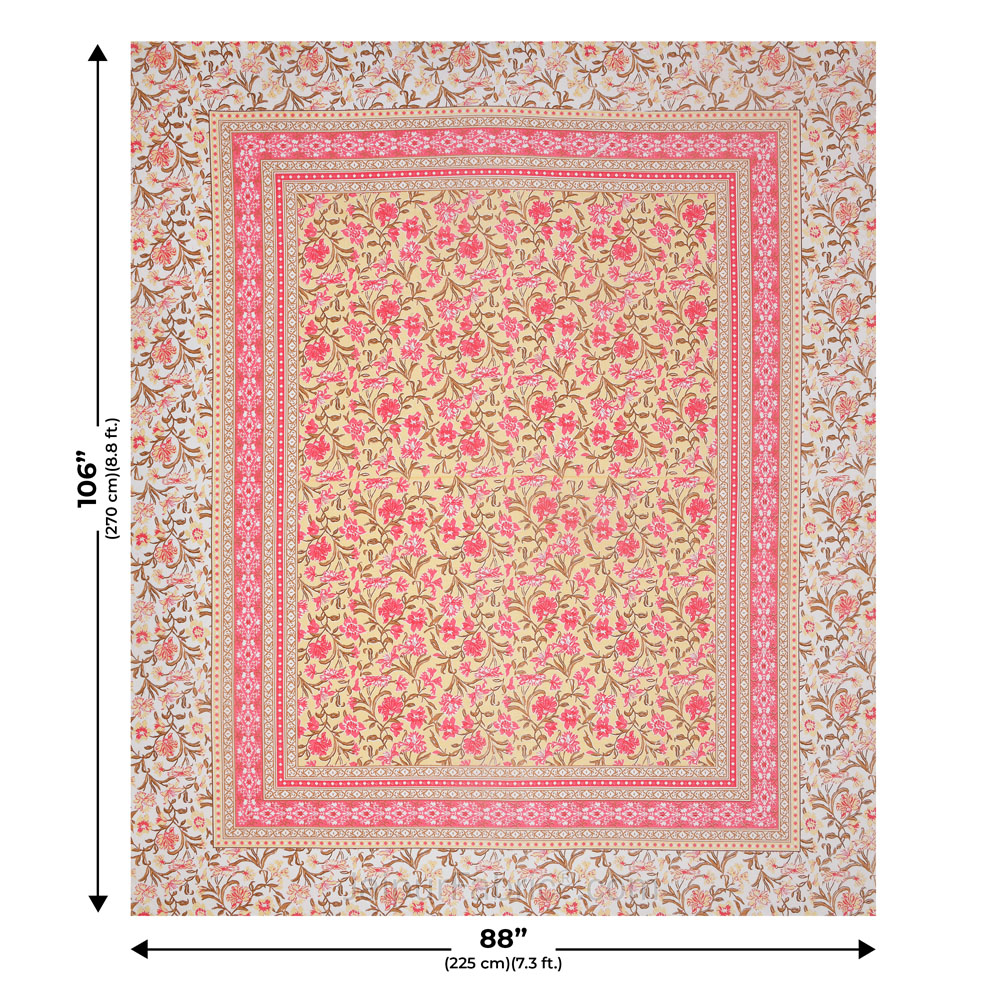 Awesome leaves Pink Cream Double Bedsheet