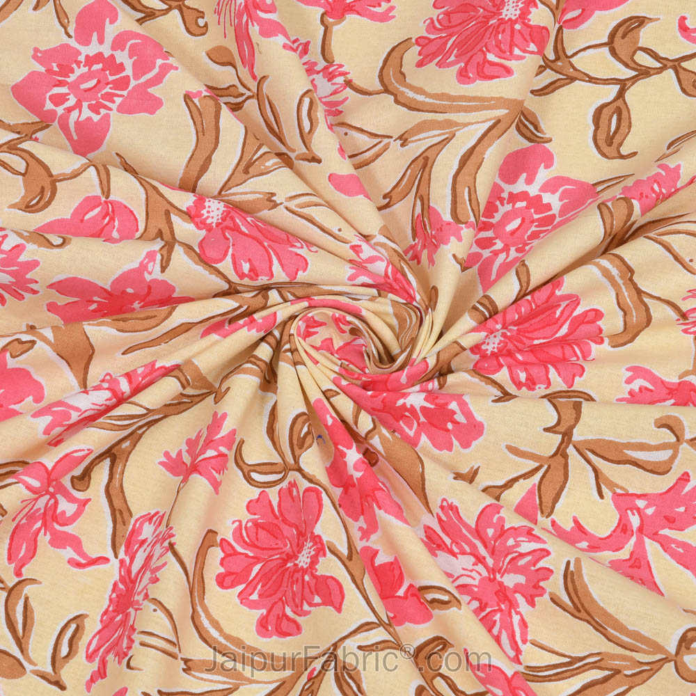 Awesome leaves Pink Cream Double Bedsheet