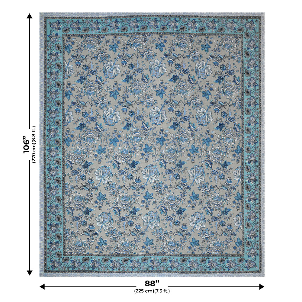 Home Decor Blue Floral Pure Cotton Double Bedsheet