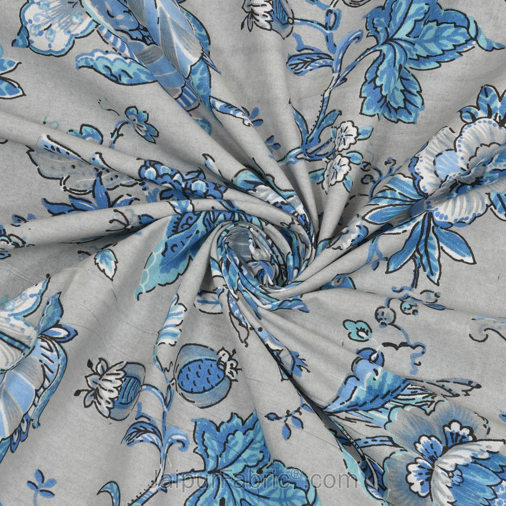 Home Decor Blue Floral Pure Cotton Double Bedsheet