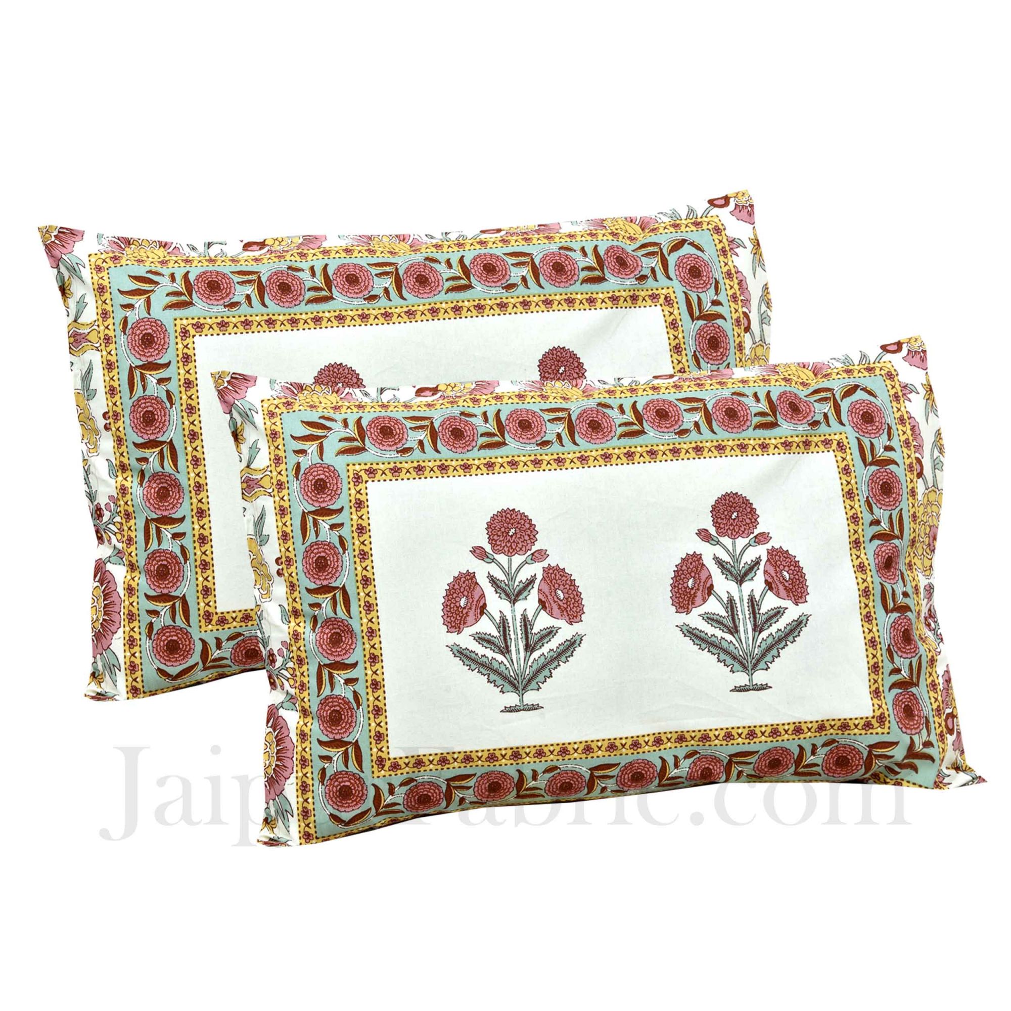 Pure Cotton Brown Color Floral Ethnic Jaipuri Double Bedsheet