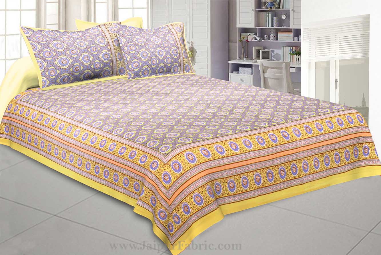 Mustard Swirl King Size Double Bedsheet