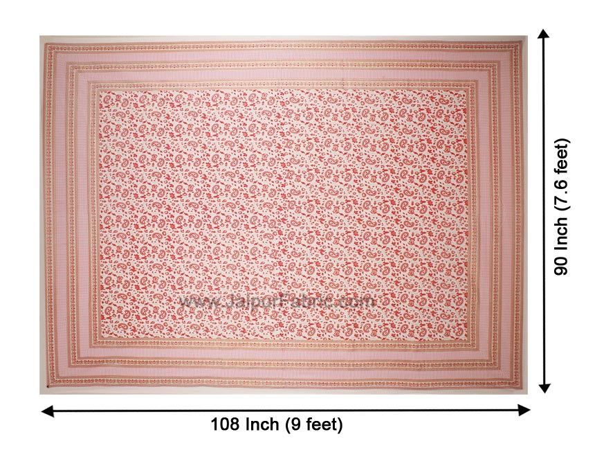 Ethnic Gold Pink Floral Double Bedsheet