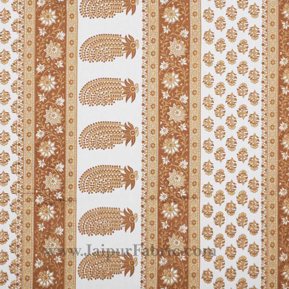 Brown Boota Gold Work Double Bedsheet