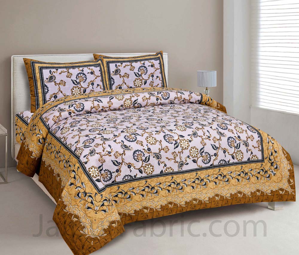 Royal Heritage MustardSky Pure Cotton Double Bedsheet