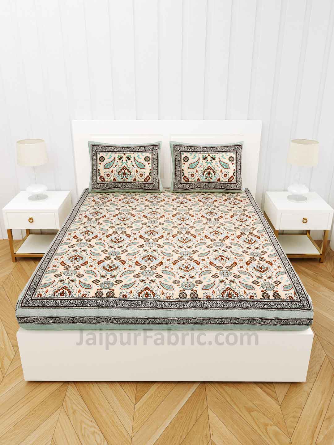 Traditional Retro SeaBlue Pure cotton Double Bedsheet