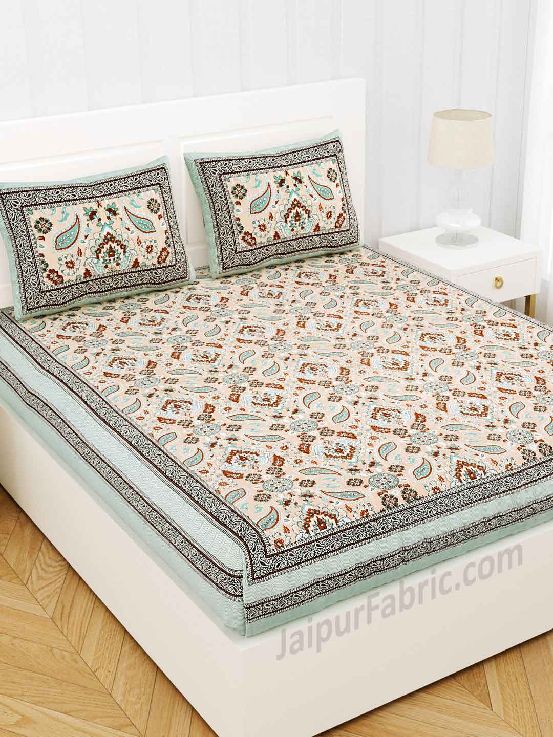 Traditional Retro SeaBlue Pure cotton Double Bedsheet