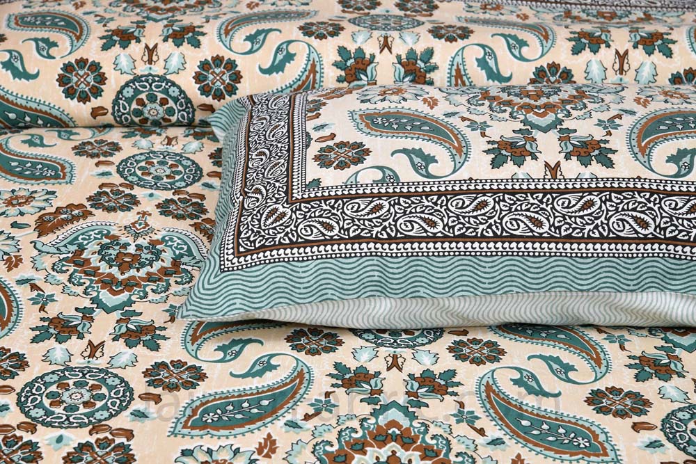 Traditional Retro SeaBlue Pure cotton Double Bedsheet