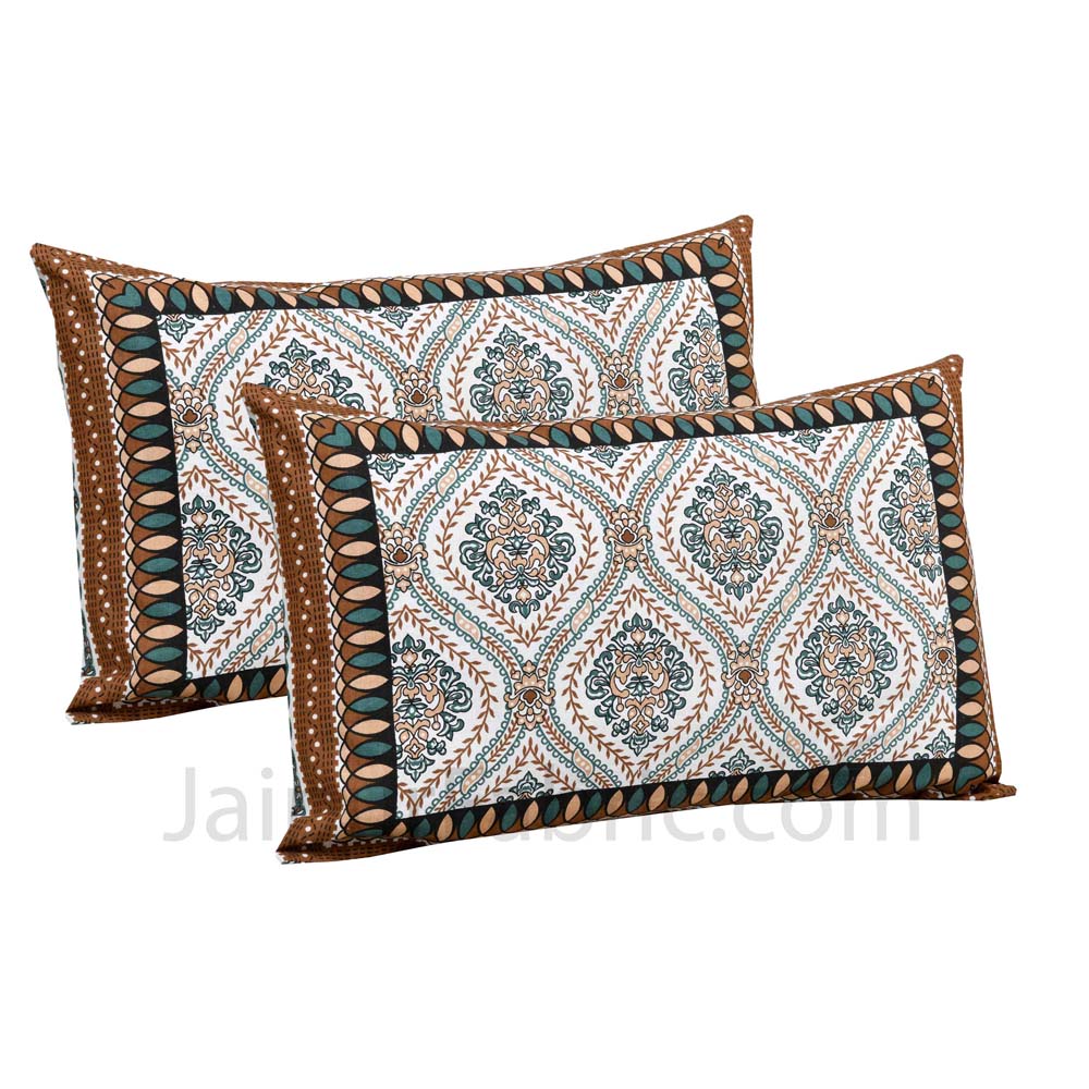 Mangal Jaal Brown Cotton Double Bedsheet