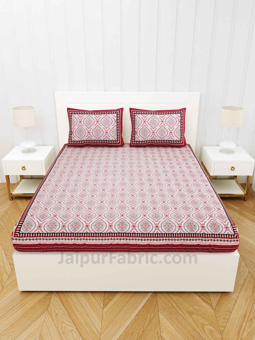 Mangal Jaal Pink Pure Cotton Double Bedsheet