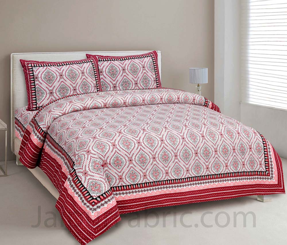 Mangal Jaal Pink Pure Cotton Double Bedsheet