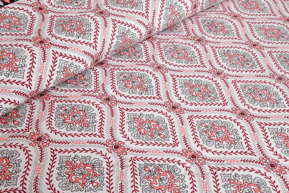 Mangal Jaal Pink Pure Cotton Double Bedsheet