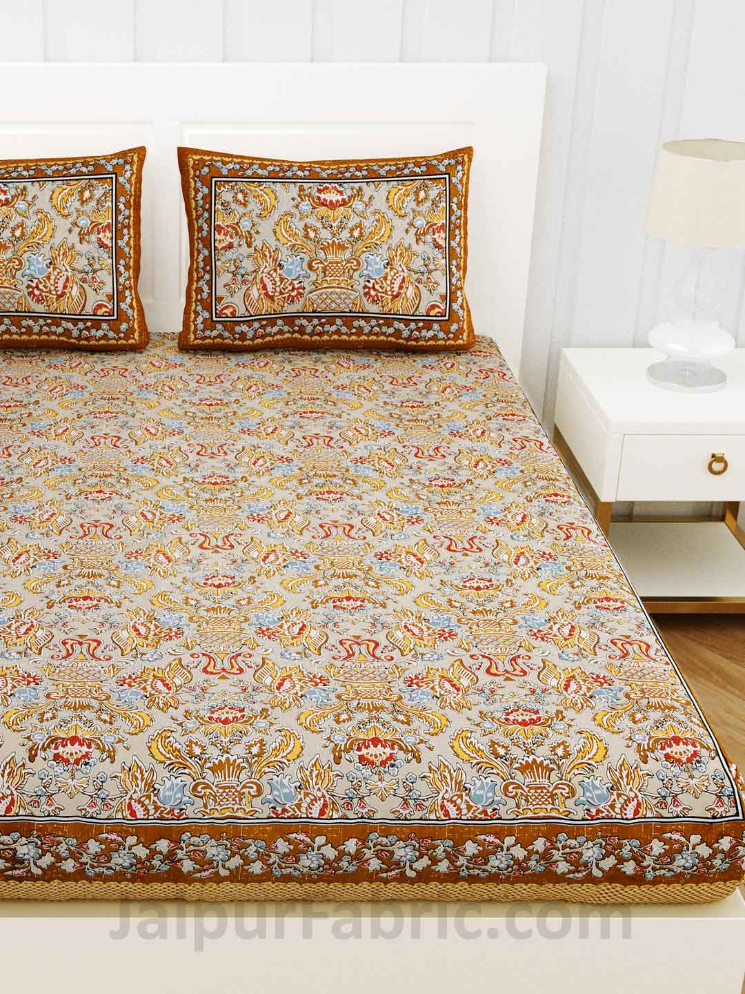 Artistic Culture Amber Pure Cotton Double Bedsheet