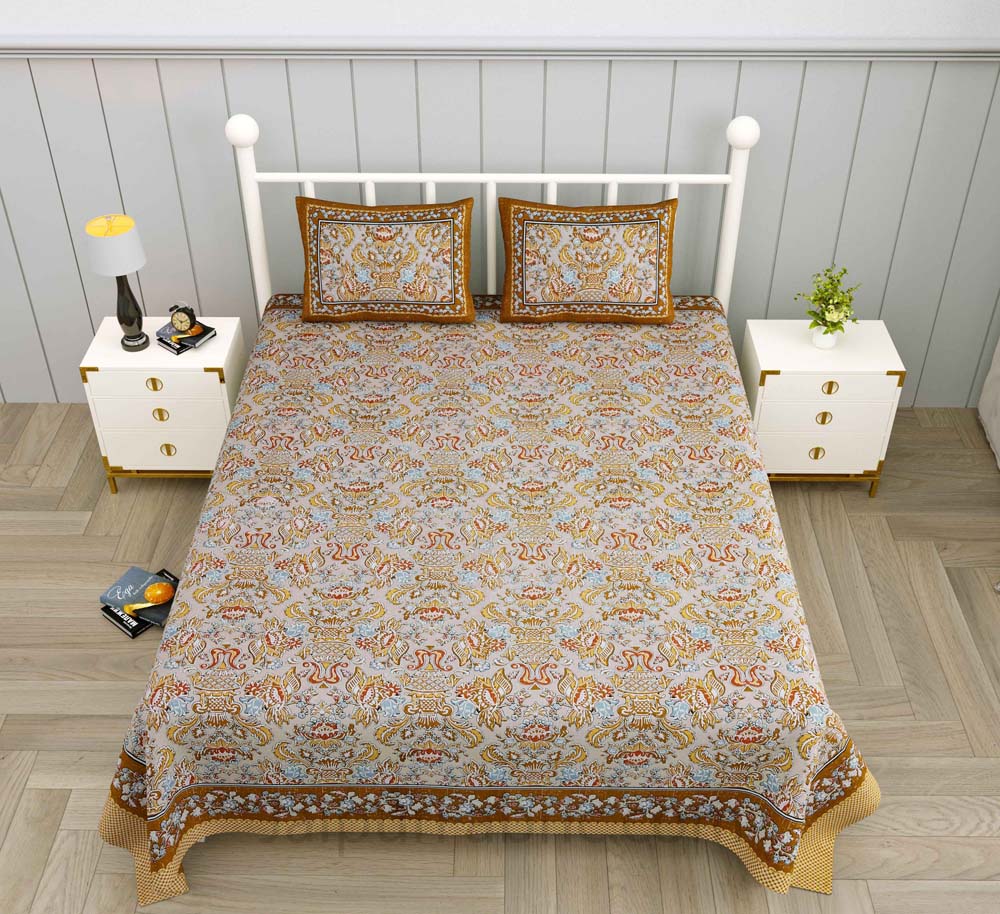 Artistic Culture Amber Pure Cotton Double Bedsheet