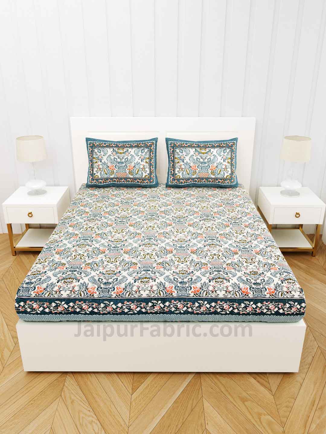 Artistic Culture Blue Pure Cotton Double Bedsheet