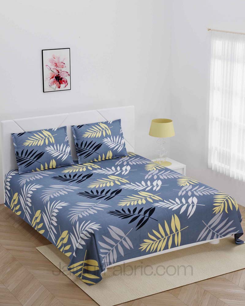 Leaf Design Bedsheet Dark Printed Colour with 2 Pillow Cover