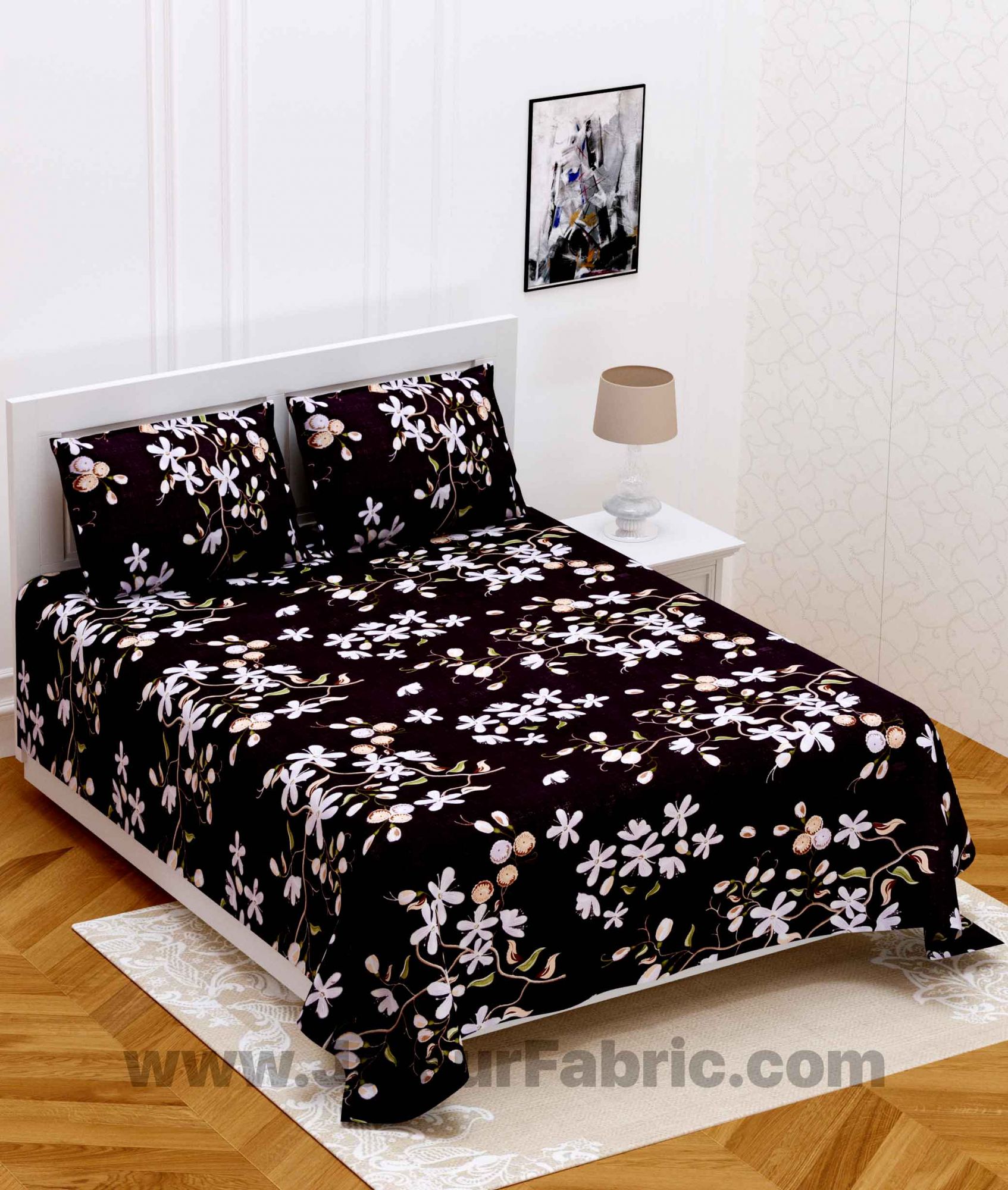 Purple Jasmine Super Soft Double Bedsheet