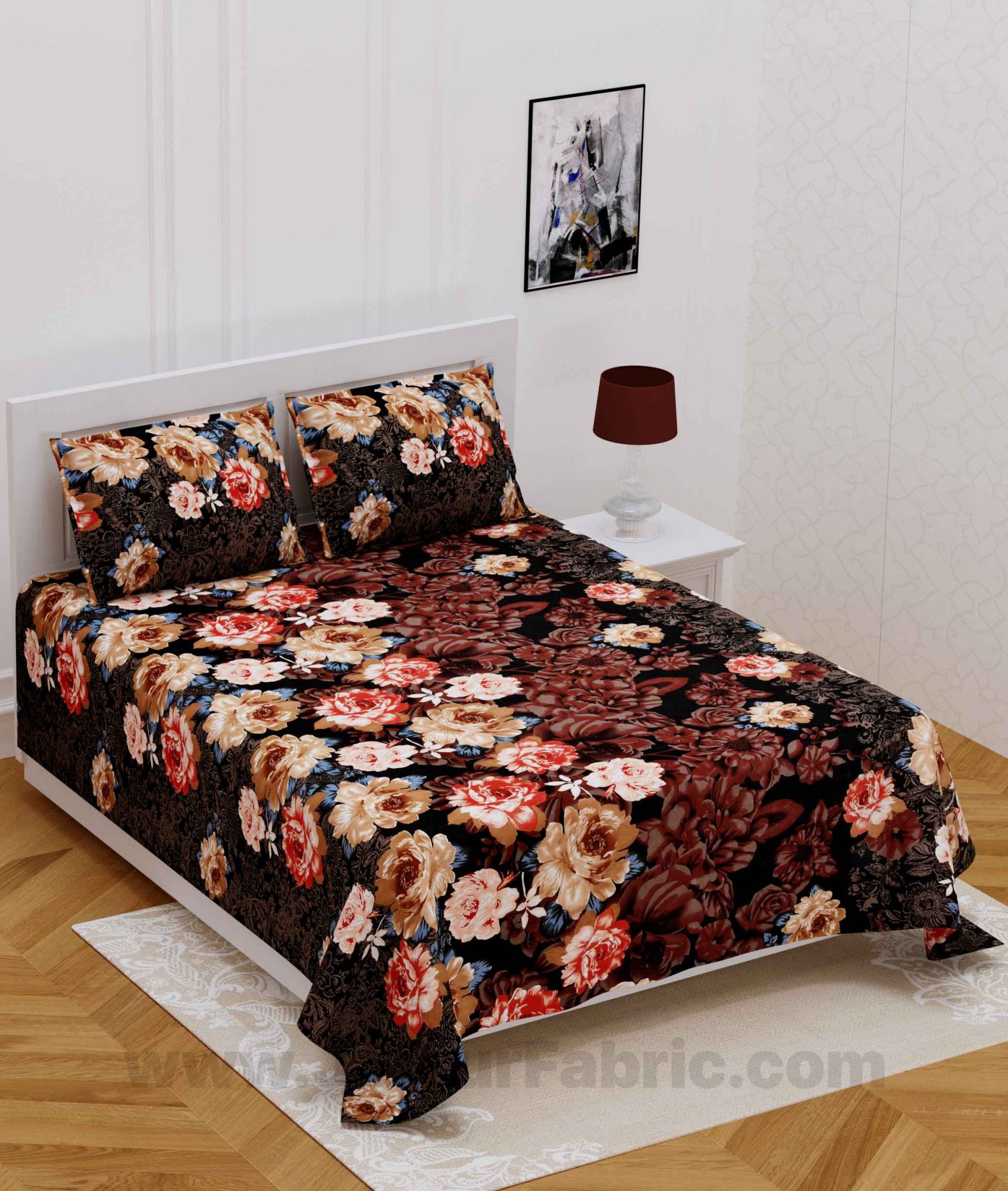 Love Rose Floral Super Soft Double Bedsheet