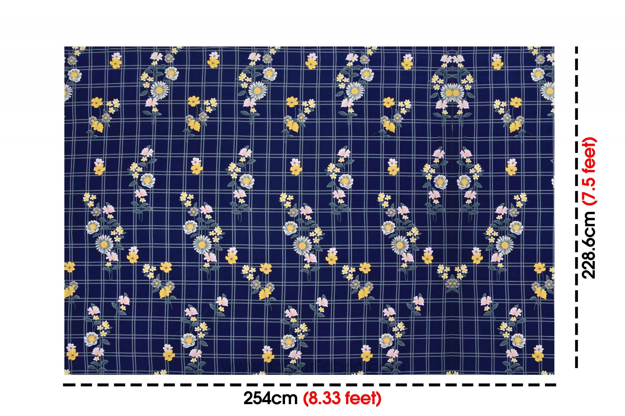 Navy Blue Sun Floral Super Soft Double Bedsheet