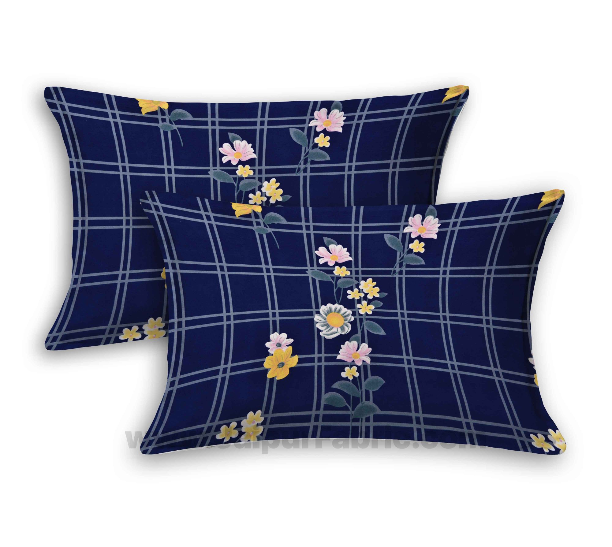 Navy Blue Sun Floral Super Soft Double Bedsheet