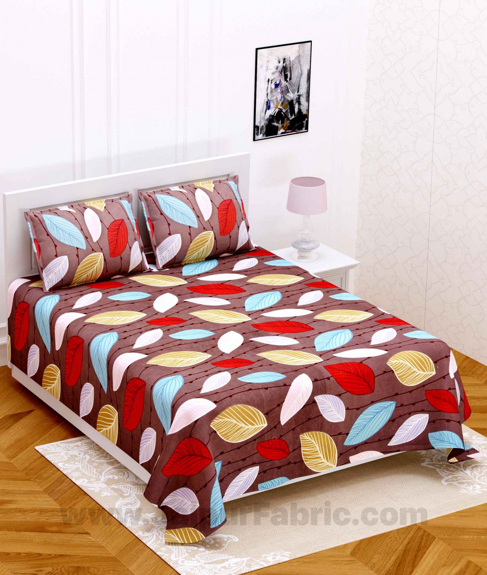 Brown Leaf Super Soft Double Bedsheet