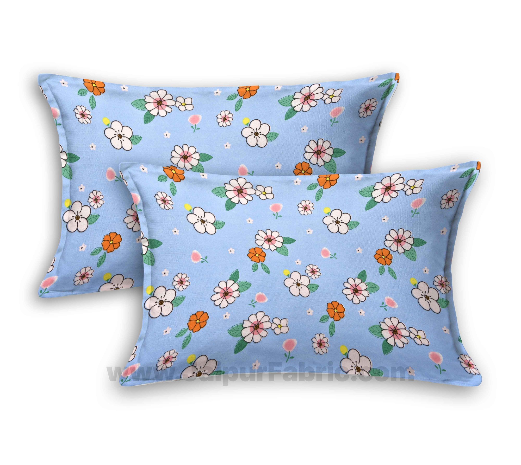 Sky Blue Small Floral Super Soft Double Bedsheet