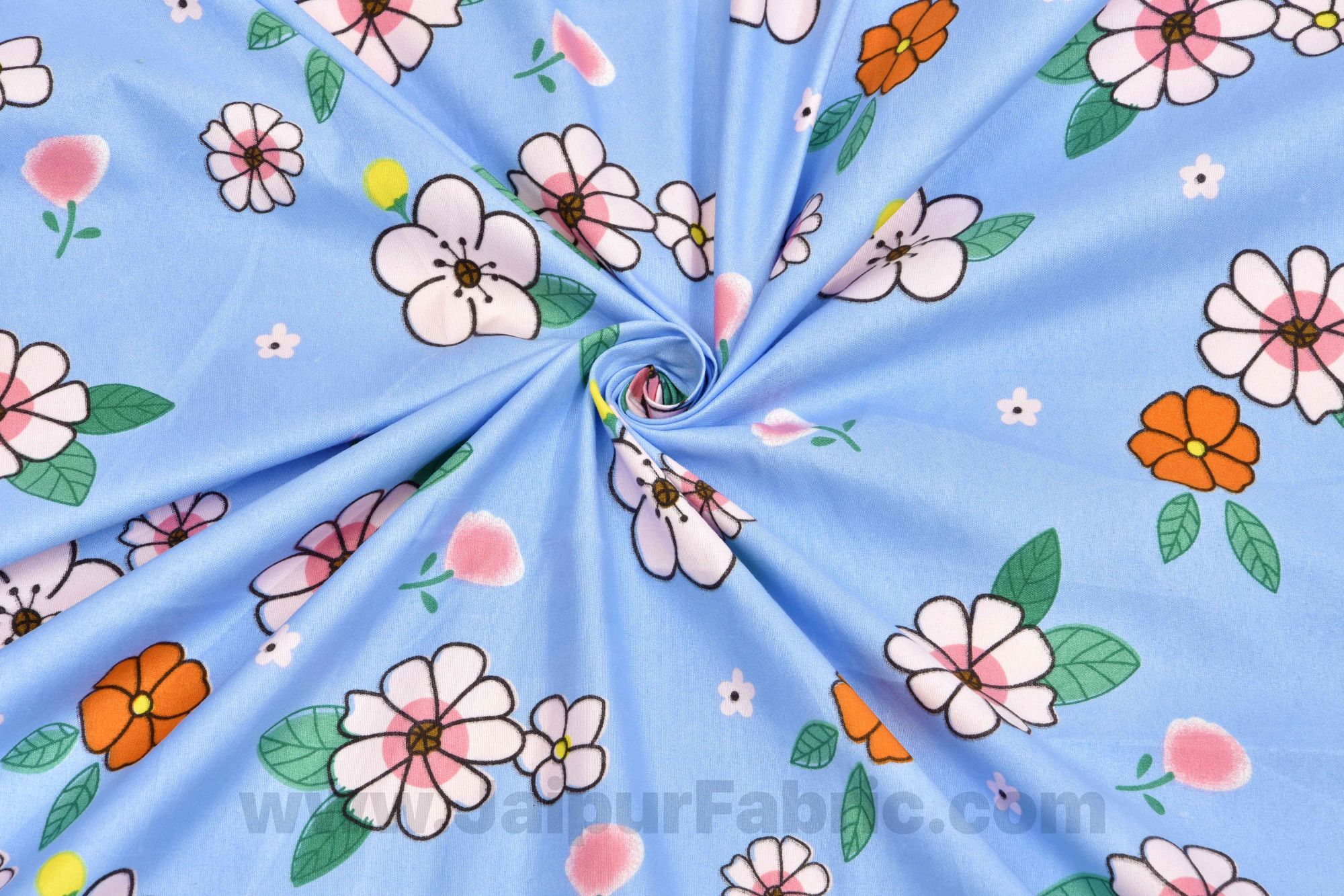 Sky Blue Small Floral Super Soft Double Bedsheet