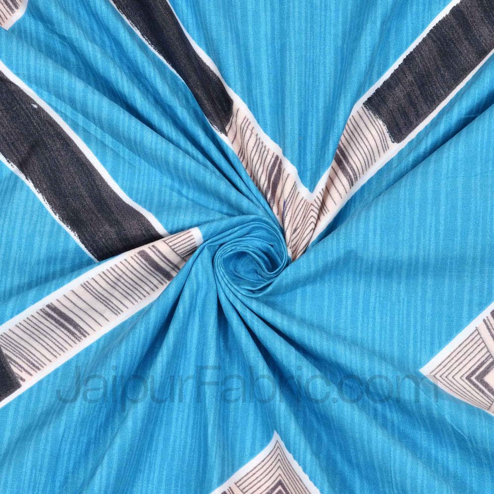 Teal Blue Rectangle Super Soft Double Bedsheet