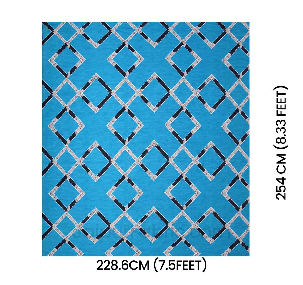 Teal Blue Rectangle Super Soft Double Bedsheet