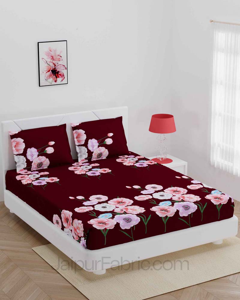 Purple Floral Super Soft Double Bedsheet