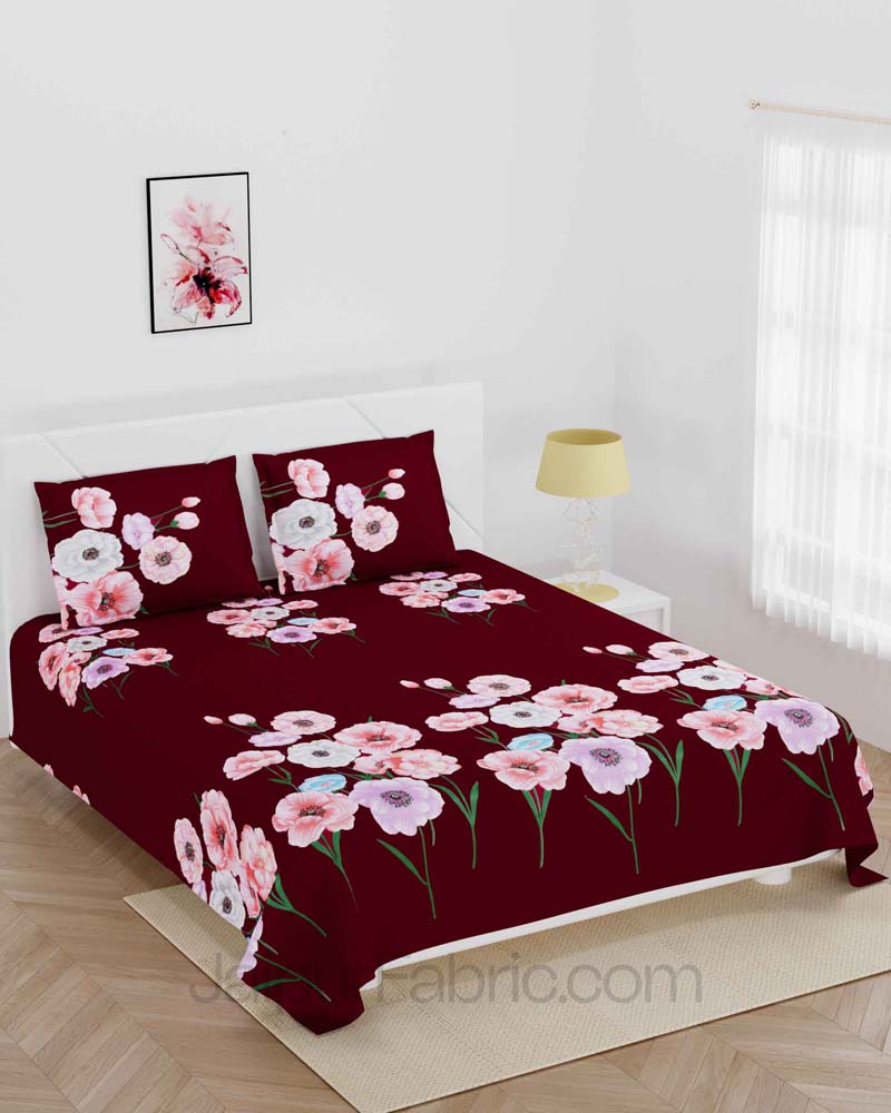 Purple Floral Super Soft Double Bedsheet